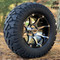 12" BANSHEE Machined/ Black Aluminum wheels and 22" STINGER All terrain tires combo