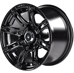 12" ILLUSION Gloss Black Aluminum Golf Cart Wheels - Set of 4 (Choose your Colored Inserts!)