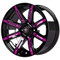 12" ILLUSION Gloss Black Aluminum Golf Cart Wheels - Set of 4 (Pink Inserts!)