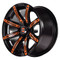 12" ILLUSION Gloss Black Aluminum Golf Cart Wheels - Set of 4 (Orange Inserts!)