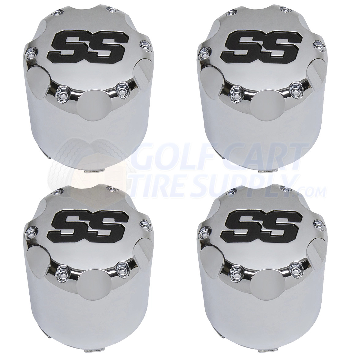 Chrome SS SnapIn Golf Cart Wheel Center Caps 2.65" for All Carts GCTS