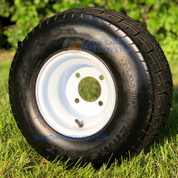 18x8.50-8" Deestone LinkSport Turf Golf Cart Tires and White Steel Golf Cart Wheels Combo
