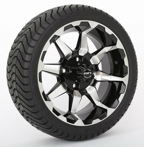 14" STI HD6 Machined/ Black Wheels and 205/30-14 Low Profile DOT Tires Combo