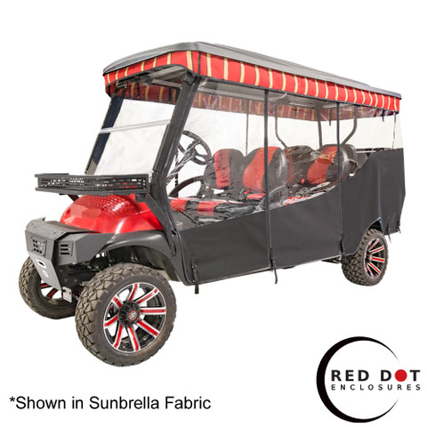 Red Dot 3-Sided Stock Sunbrella Enclosure & Solid Valance for Club Car Precedent 120" Triple Track