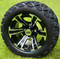 12" BLADE Black/Machined Aluminum Wheels and 20x10-12" DOT All Terrain Tires Combo - Set of 4
