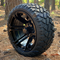 14" Terminator Gloss Black Wheels and STINGER 20x8.5-14" DOT All Terrain Golf Cart Tires Combo - Set of 4