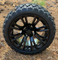 14" VOODOO Gloss Black Wheels and 20x8.50-14 STINGER DOT All Terrain Tires Combo - Set of 4