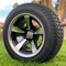 12" BULLITT Machined / Black Golf Cart Wheels and Tires Combo
