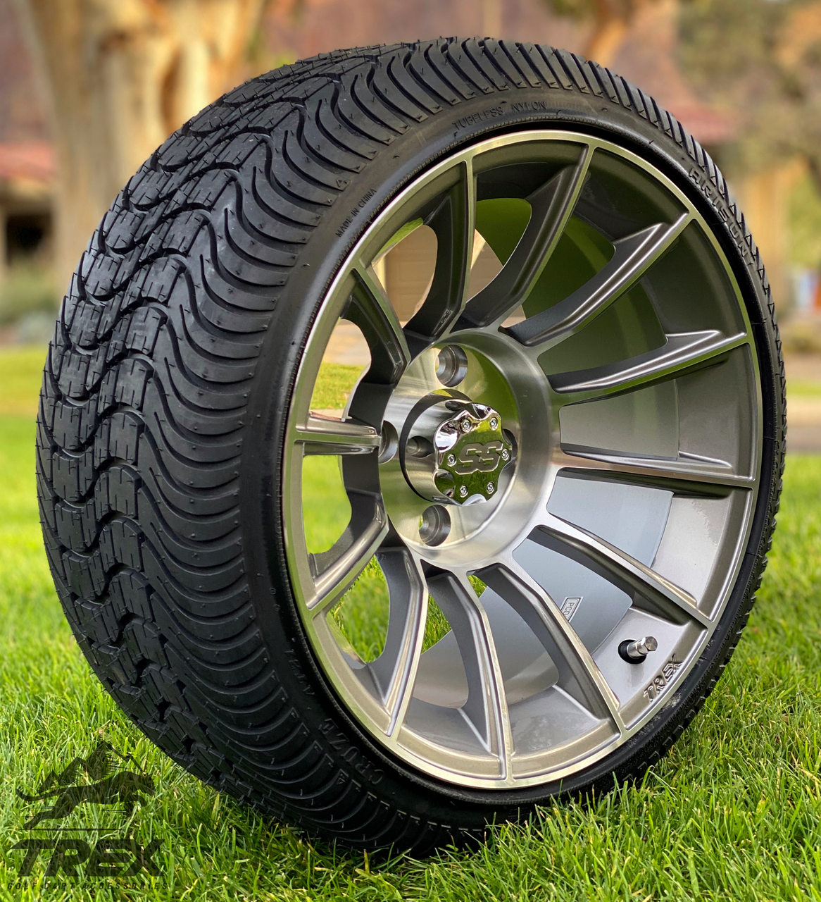 14" TITAN Gunmetal/Machined Aluminum Wheels and 205/3014 Low Profile