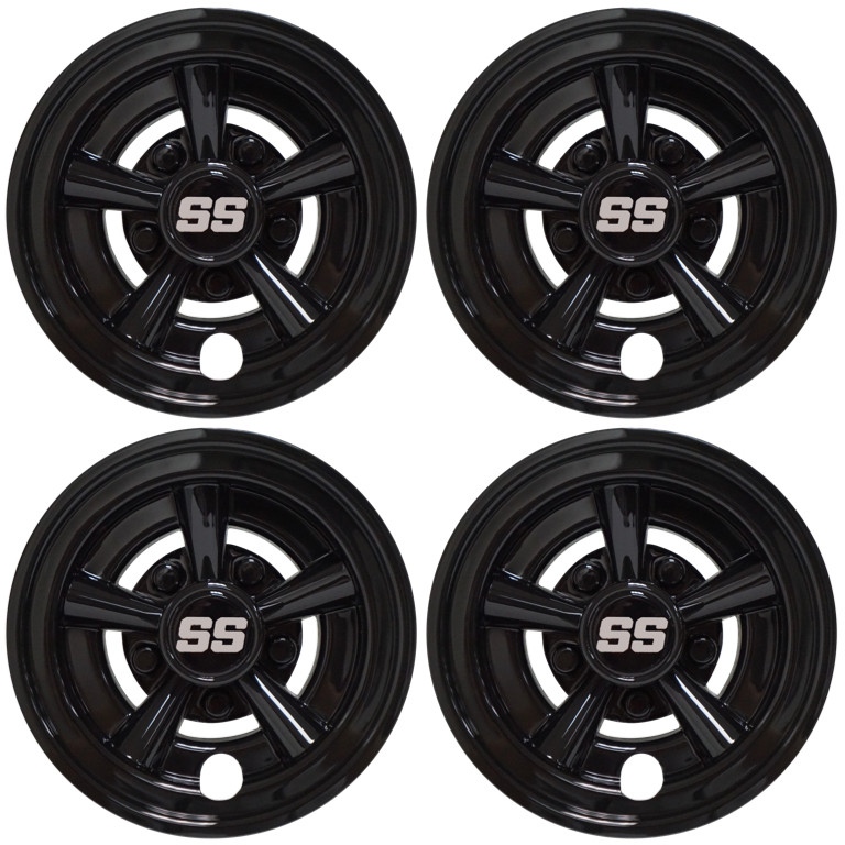 8" SS Gloss Black Golf Cart Wheel Covers Golf Cart Tire Supply