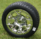 12" RALLY Chrome Wheels and Low Profile Tires Combo