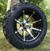 12" KRAKEN Machined/Black Aluminum Wheels and 20x10-12" All Terrain Tires Combo 