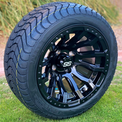 12" MAVERICK Gloss Black Aluminum Wheels and 215/40-12 Low Profile DOT Tires Combo
