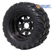 12" BLACK Steel Wheels and 22" Crawler All Terrain Tires Combo