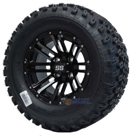 12" HD3 Black Aluminum wheels and 23" All terrain tires combo