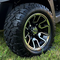 12" LIZARD Machined/Black Wheels and 20x10-12 DOT STINGER All Terrain Tires Combo - Set of 4