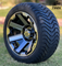 TREX 12" ATLAS Machined/Black Golf Cart Wheels and 215/40-12 DOT Golf Cart Tires