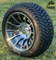12 inch Titan Gunmetal Machined Golf Cart Wheel mounted on 215/40-12 DOT Low Profile Tires