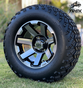 12" ATLAS Black/ Machined  Aluminum Wheels and 23" All Terrain Tires Combo - Set of 4