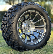 12" TITAN Gunmetal Aluminum Wheels and 20x10-12 DOT All Terrain Tires Combo