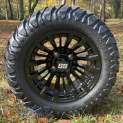 12" Matador Gloss Black Aluminum Wheels and 20x10-12" Mud Crawler All Terrain Tires Combo - Set of 4