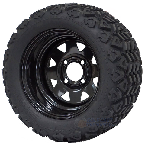 12" Black Steel Wheels and 20x10-12" All Terrain Tires Combo - Set of 4