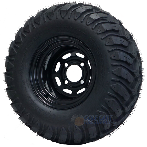 10" BLACK Steel Wheels and 22x10.5-10" CRAWLER All Terrain Tires Combo - Set of 4