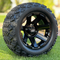 12" ATLAS Gloss Black Wheels and 20x10-12 DOT All Terrain Tires Combo - Set of 4