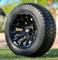 12" MAVERICK Gloss Black Aluminum Wheels and 215/50-12 Low Profile DOT Tires Combo