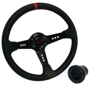 Yamaha 13" SGC SPORT Black / Red Stitched Golf Cart Steering Wheel (Fits all Years)