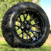 14" SPARTAN Black / Milled Aluminum Wheels and 23x10-14 DOT All Terrain Tires Combo