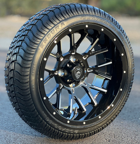 14" SPARTAN Black / Milled Wheels and 205/30-14 Low Profile DOT Tires Combo
