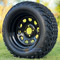 14" BLACK Steel Window Wheels and 23x10-14" DOT All Terrain Tires Combo