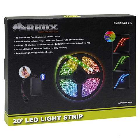 20" RGB Color Changing LED Golf Cart Light Strip (with Bluetooth Controller!)