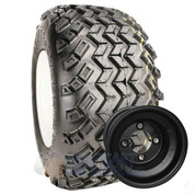 EXCEL 8" Black Steel Wheels and Sahara Classic 18x9.5-8" DOT All Terrain Golf Cart Tires Combo