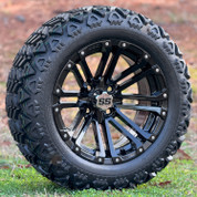 14" HD3 Machined/ Black Wheels and 23x10-14" DOT All Terrain Tires Combo - Set of 4