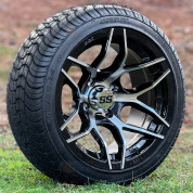 14" RALLY Machined / Black Aluminum Wheels and 205/30-14 DOT Low Profile Tires Combo - Set of 4