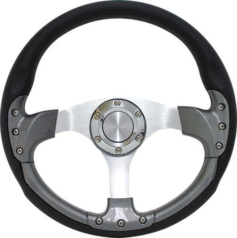 Club Car DS 14" Carbon Fiber & Aluminum Golf Cart Steering Wheel Kit
