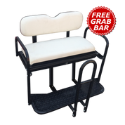 EZGO TXT / Medalist / PDS Golf Cart Rear Seat Kit - Pure WHITE (Flip Seat w/ Cargo Bed & FREE Grab Bar)