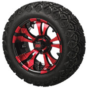 14" VAMPIRE RED/Black Aluminum Wheels and 23x10-14" All Terrain Tires Combo