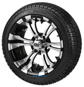 14" VAMPIRE Machined/ Black Aluminum Wheels and 205/30-14 DOT Street Tires Combo - Set of 4
