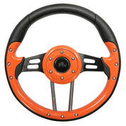 Club Car DS 13" Aviator-4 Orange Grip Golf Cart Steering Wheel w/ Black Spokes