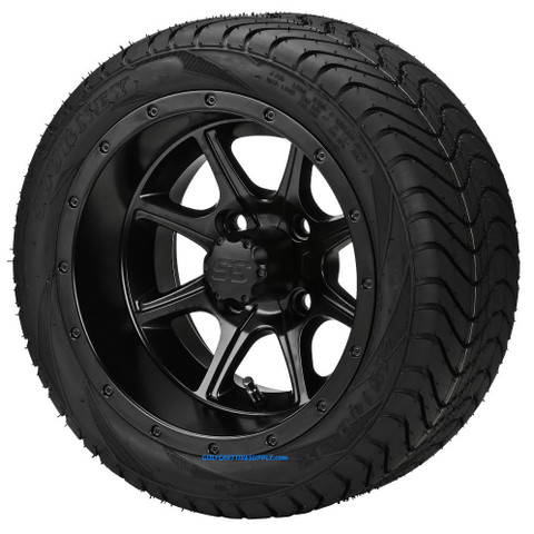 12" TREMOR Matte Black Wheels and Low Profile 215/35-12 DOT Tires