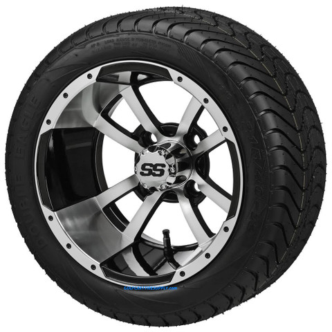 12" STORM TROOPER Machined/Black Wheels and 215/35-12" ELITE DOT Tires - Set of 4
