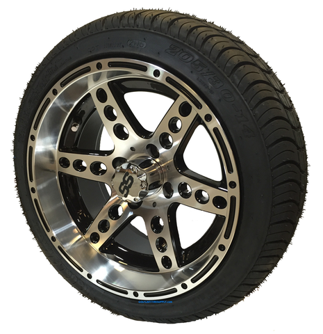 14" DOMINATOR Machined/Black Aluminum Wheels and 205/30-14" DOT Tires Combo