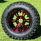 12" VAMPIRE Red / Black Wheels and 23" All Terrain Tires Combo