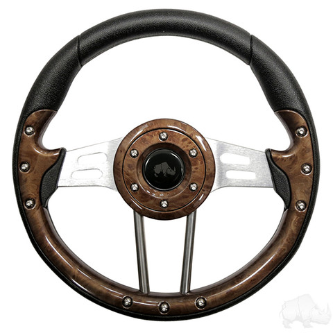 Club Car DS 13" Aviator4 Wood-Grain Steering Wheel w/ Aluminum Spokes