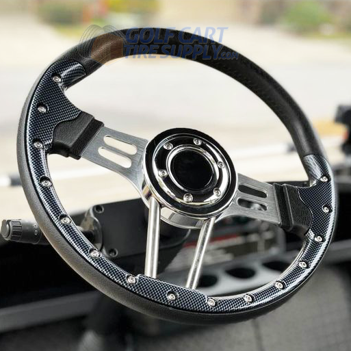 13" Aviator4 Carbon Fiber Club Car DS Steering Wheel w/ Aluminum