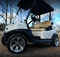 12" TRANSFORMER Machined Wheels and 215/50-12 ComfortRide DOT Golf Cart Tires on a GCTS Customer's non-lifted EZGO TXT.
