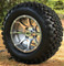 12" BANSHEE Gunmetal/ Machined Aluminum wheels and 23" All terrain tires combo